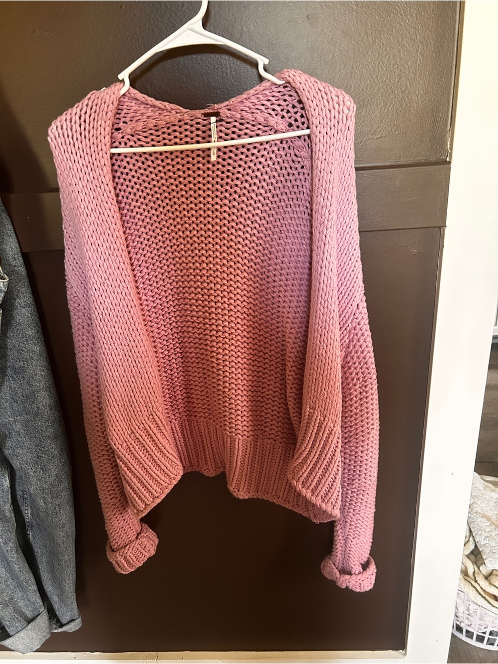 Soft Knit Open-Front Pink Women's Sweater